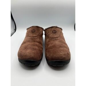 Merrell Encore Ice Brown Suede Faux Fur Lined Slip On Clogs Mules Womens 7.5